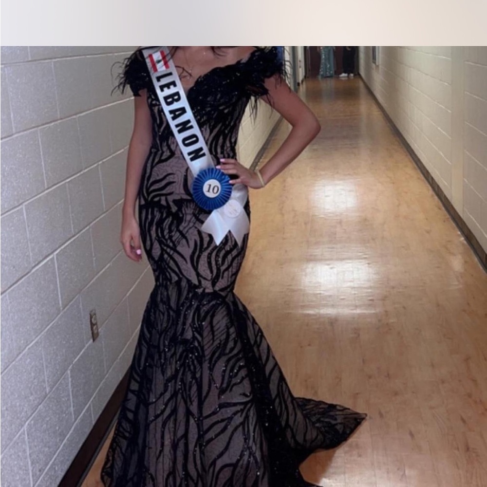 Elegant Black and Nude Evening Gown